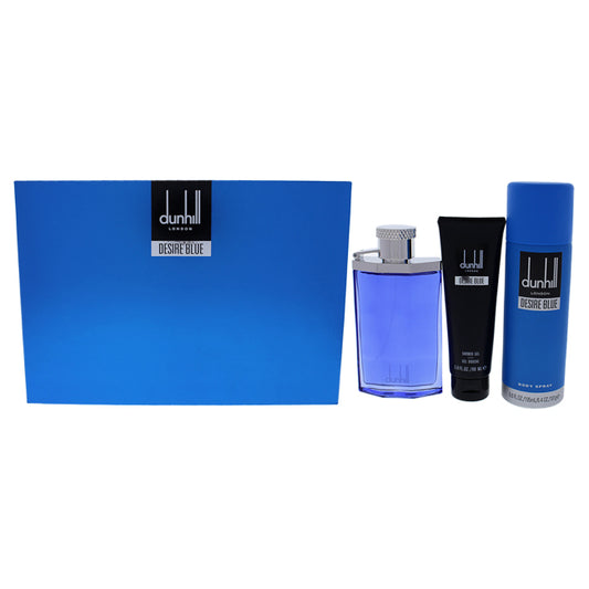 Desire Blue by Alfred Dunhill for Men - 3 Pc Gift Set 3.4oz EDT Spray, 3oz Shower Gel, 6.6 oz Body Spray