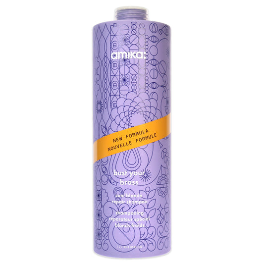 Bust Your Brass Cool Blonde Shampoo by Amika for Unisex - 33.8 oz Shampoo