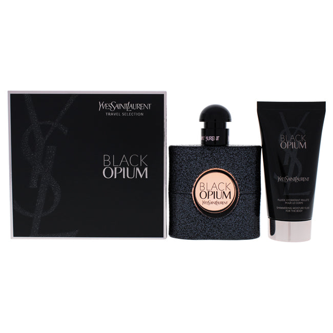 Black Opium by Yves Saint Laurent for Women - 2 Pc Gift Set 1.6oz EDP Spray, 1.6oz Body Lotion