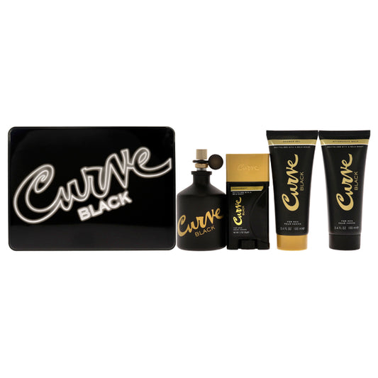 Curve Black by Liz Claiborne for Men - 4 Pc Gift Set 4.2oz EDC Spray, 3.4oz After Shave Balm, 3.4oz Shower Gel, 1.7oz Deodrant Stick