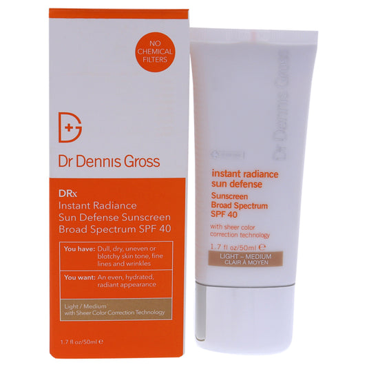 Instant Radiance Sun Defense Spf 40 - Light-Medium by Dr. Dennis Gross for Unisex - 1.7 oz Cream