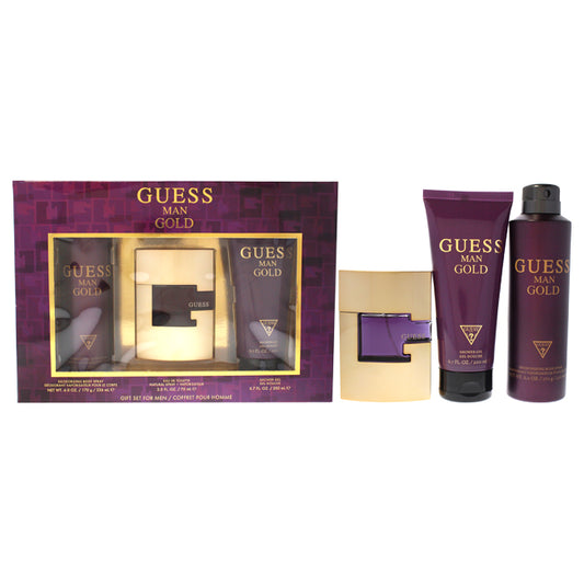 Guess Gold by Guess for Men - 3 Pc Gift Set 2.5oz EDT Spray, 6.0oz Deodorizing Body Spray, 6.7oz Shower Gel