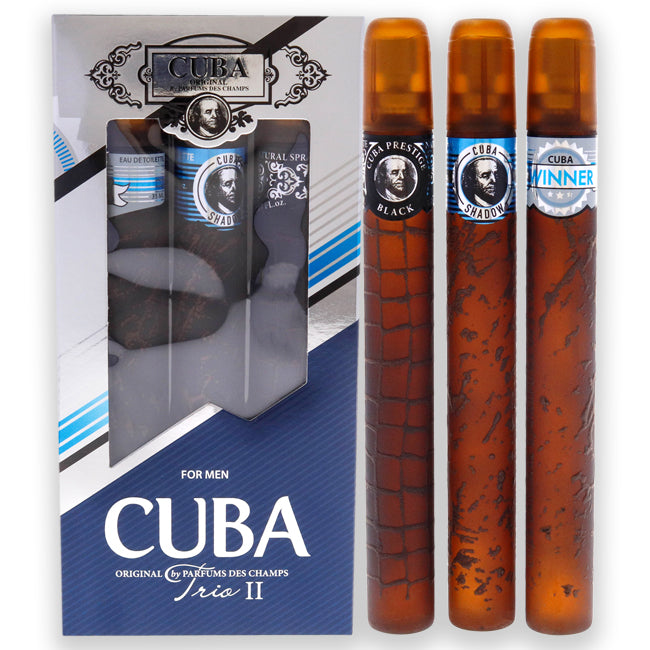 Cuba Trio 2 by Cuba for Men - 3 Pc Gift Set 1.17oz Cuba Winner EDT Spray, 1.17oz Cuba Shadow EDT Spray, 1.17oz Cuba Prestige Black EDT Spray