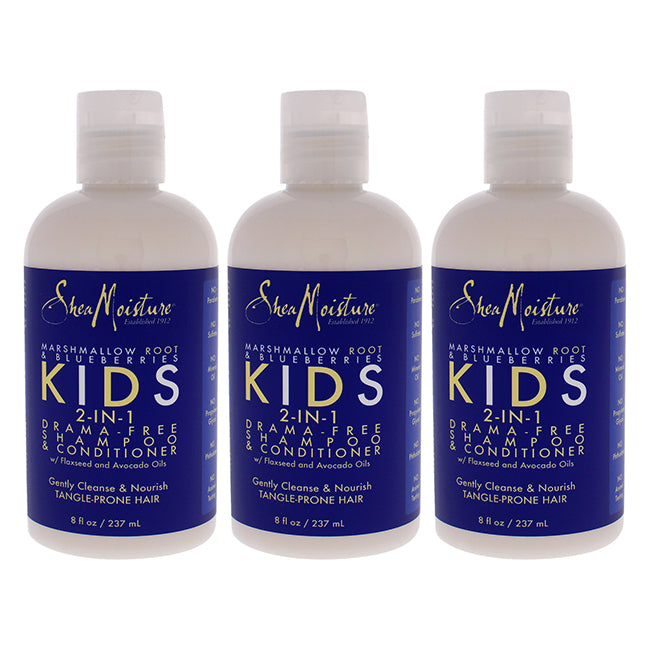 Marshmallow Root and Blueberries Kids 2-In-1 Shampoo and Conditioner by Shea Moisture for Kids - 8 oz Shampoo and Conditioner - Pack of 3