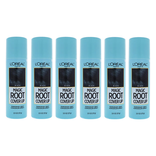 Magic Root Cover Up Temporary Gray Concealer Spray - Black by LOreal Professional for Women - 2 oz Hair Color - Pack of 6