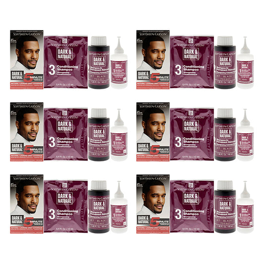 5 Minute Permanent Haircolor - Jet Black by Dark Natural for Men - 1 Application Hair Color - Pack of 6