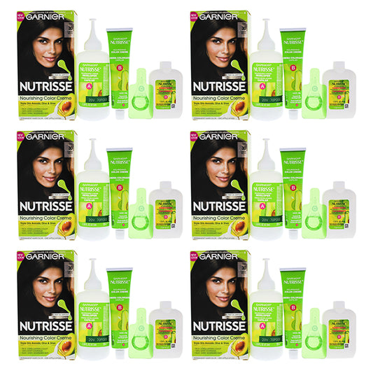 Garnier Nutrisse Permanent Haircolor - 30 Darkest Brown Sweet Cola by Garnier for Unisex - 1 Pack Hair Color - Pack of 6