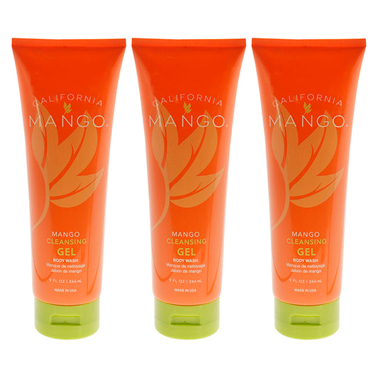 Mango Cleansing Gel Body Wash by California Mango for Unisex - 9 oz Body Wash - Pack of 3