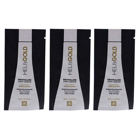 Revitalize Shampoo by Helis Gold for Unisex - 0.34 oz Shampoo - Pack of 3