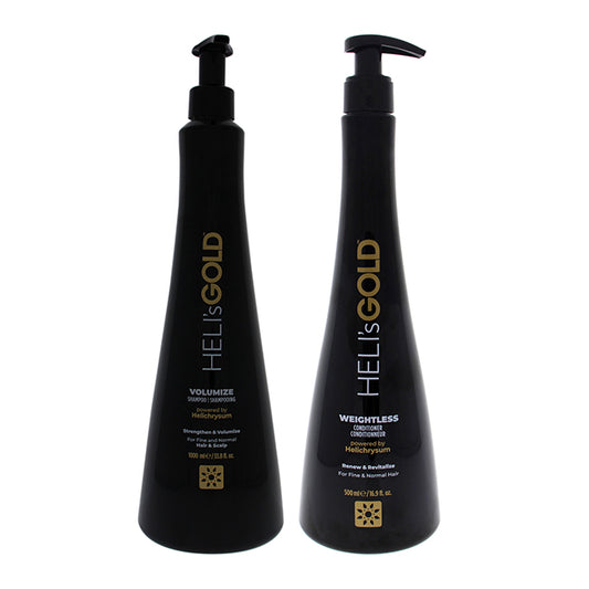 Volume Series Kit by Helis Gold for Unisex - 2 Pc Kit 33.8oz Volumize Shampoo, 16.9oz Weightless Conditioner