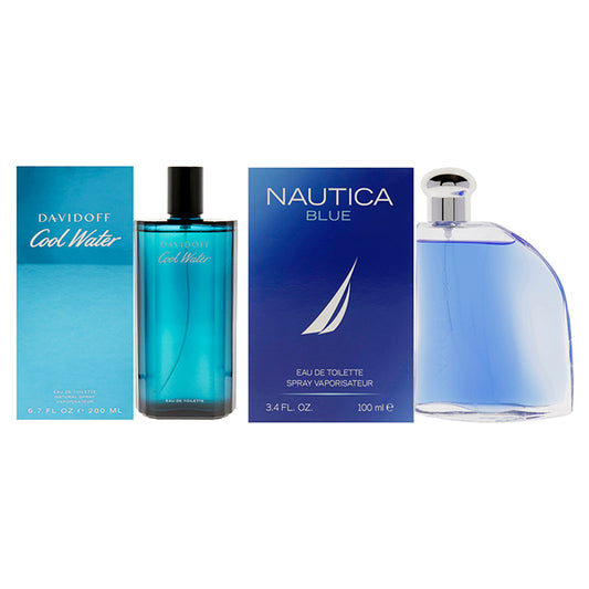 Cool Water and Nautica Blue Kit by Various Designers for Men - 2 Pc Kit 6.7oz EDT Spray, 3.4 oz EDT Spray