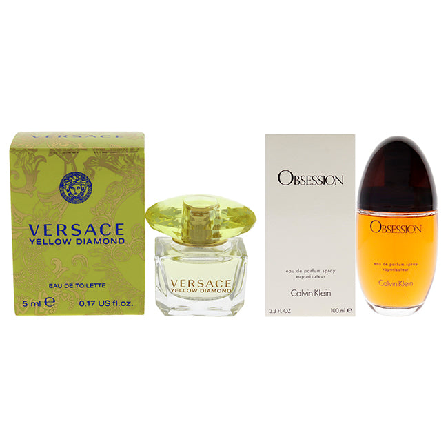 Versace Yellow Diamond and Obsession Kit by Various Designers for Women - 2 Pc Kit 0.17oz EDT Splash (Mini), 3.3oz EDP Spray