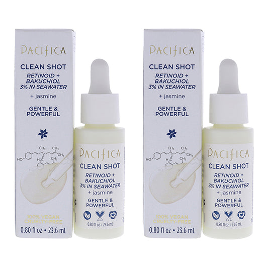 Clean Shot Retinoid and Bakuchiol 3 Percent In Seawater by Pacifica for Unisex - 0.8 oz Serum - Pack of 2