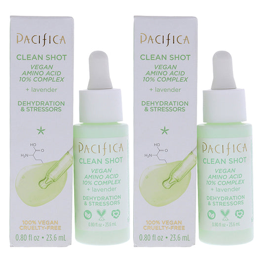 Clean Shot Vegan Amino Acid 10 Percent Complex by Pacifica for Unisex - 0.8 oz Serum - Pack of 2