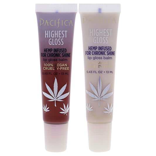 Highest Gloss Hemp Lip Balm Kit by Pacifica for Women - 2 Pc Kit 0.43oz Lip Balm - Cupcake, 0.43oz Lip Balm - Strawberry Rose