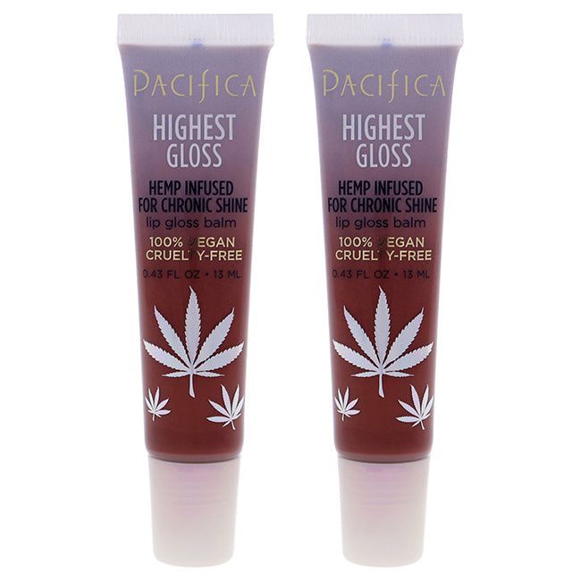 Highest Gloss Hemp Lip Balm - Strawberry Rose by Pacifica for Women - 0.43 oz Lip Balm - Pack of 2