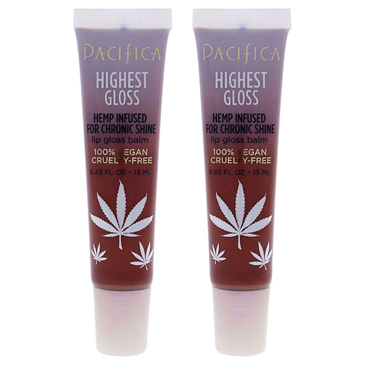 Highest Gloss Hemp Lip Balm - Strawberry Rose by Pacifica for Women - 0.43 oz Lip Balm - Pack of 2