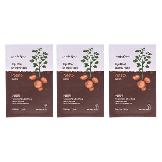 Jeju Root Energy Mask - Potato by Innisfree for Unisex - 0.84 oz Mask - Pack of 3