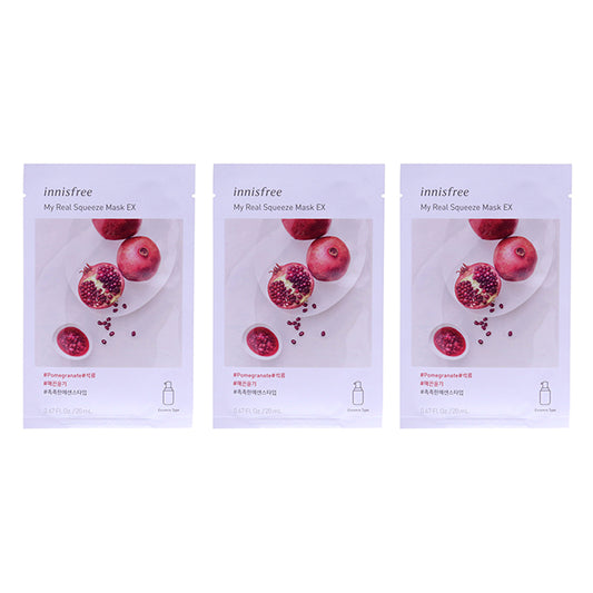 My Real Squeeze Mask - Pomegranate by Innisfree for Unisex - 0.67 oz Mask - Pack of 3