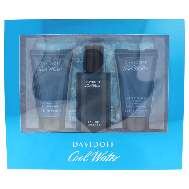 Cool Water by Davidoff for Men - 3 Pc Gift Set 1.35oz EDT Spray, 1.7oz Shower Gel, 1.7oz After Shave Balm