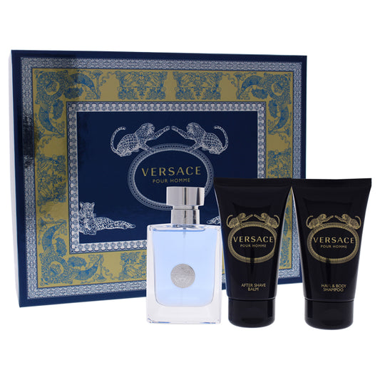 Versace Pour Homme by Versace for Men - 3 Pc Gift Set 1.7oz EDT Spray, 1.7oz Hair and Body Shampoo, 1.7oz After Shave Balm