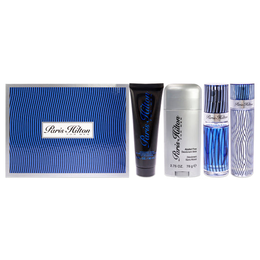 Paris Hilton by Paris Hilton for Men - 4 Pc Gift Set 3.4oz EDT Spray, 3oz Hair and Body Wash, 2.75oz Alcohol Free Deodorant Stick, 0.34oz EDT Spray