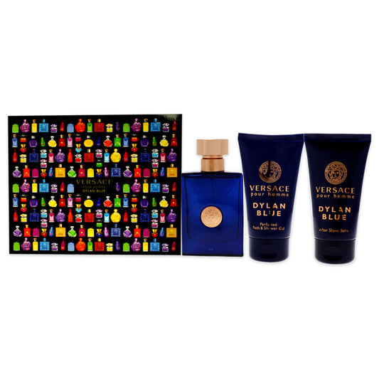 Dylan Blue by Versace for Men - 3 Pc Gift Set 1.7oz EDT Spray, 1.7oz After Shave Balm, 1.7oz Perfumed Bath Shower Gel