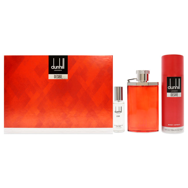 Desire by Alfred Dunhill for Men - 3 Pc Gift Set 3.4oz EDT Spray, 1oz EDT Spray, 6.6oz Body Spray