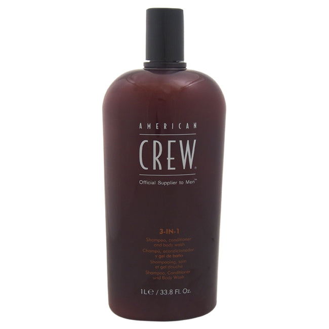 3 In 1 Shampoo, Conditioner & Body Wash by American Crew for Men - 33.8 oz Shampoo, Conditioner & Body Wash