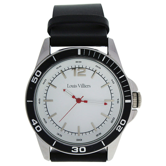 LV1001 Silver/Black Leather Strap Watch by Louis Villiers for Men - 1 Pc Watch