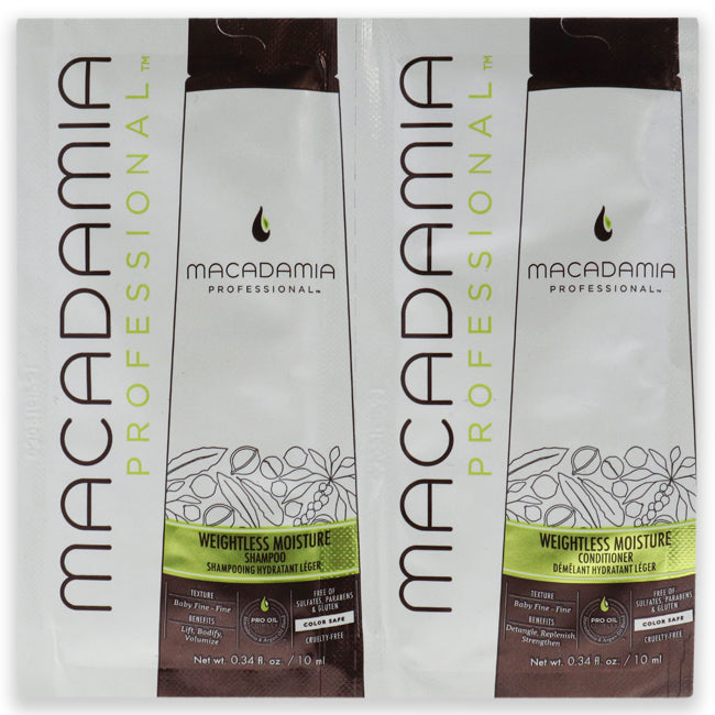 Professional Weightless Moisture Set by Macadamia Oil for Unisex - 2 x 0.34 oz Shampoo and Conditioner