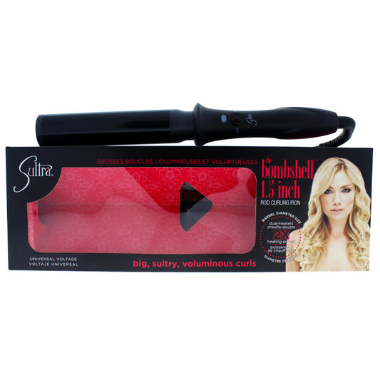 The Bombshell Rod Curling Iron - Black by Sultra for Unisex - 1.5 Inch Curling Iron