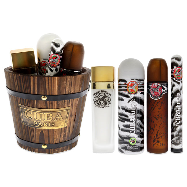 Cuba Jungle Zebra by Cuba for Women - 4 Pc Gift Set 3.3oz EDP Spray, 1.7oz EDP Spray, 6.6oz Body Spray, 4oz Body Lotion