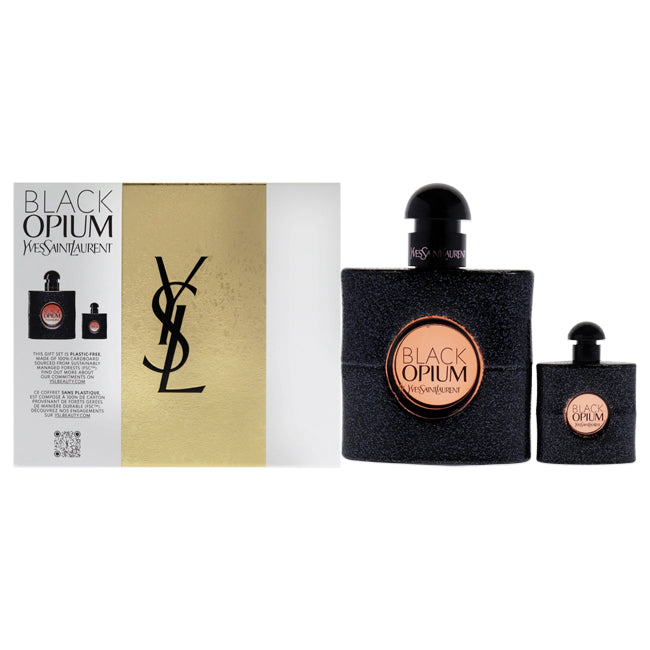 Black Opium by Yves Saint Laurent for Women - 2 Pc Gift Set 1.6oz EDP Spray, 0.25oz EDP Splash (Mini)