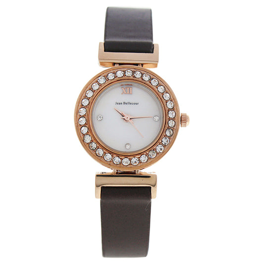 REDL2 Rose Gold/Brown Leather Strap Watch by Jean Bellecour for Women - 1 Pc Watch