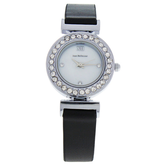 REDL3 Silver/Black Leather Strap Watch by Jean Bellecour for Women - 1 Pc Watch