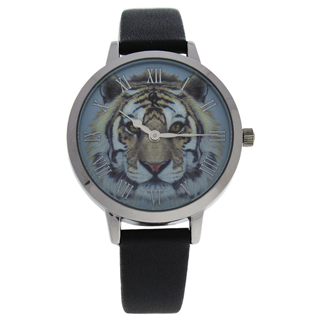 CRA016 La Animale - Silver/Black Leather Strap Watch by Charlotte Raffaelli for Women - 1 Pc Watch