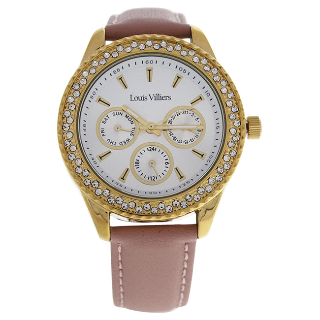 LV2078 Gold/Cream Leather Strap Watch by Louis Villiers for Women - 1 Pc Watch