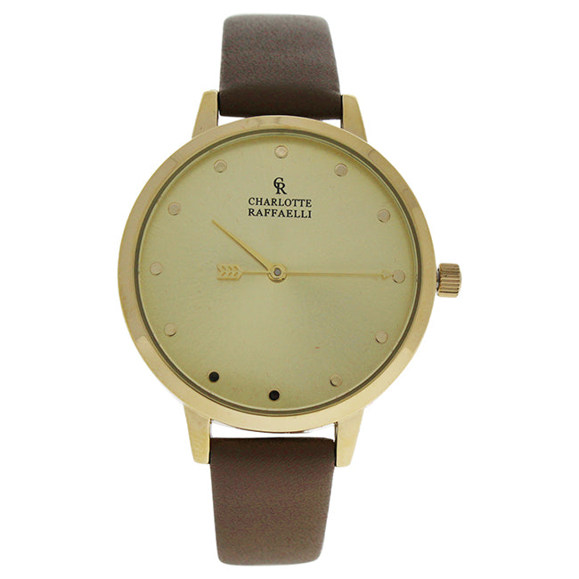 CRB005 La Basic - Gold/Brown Leather Strap Watch by Charlotte Raffaelli for Women - 1 Pc Watch