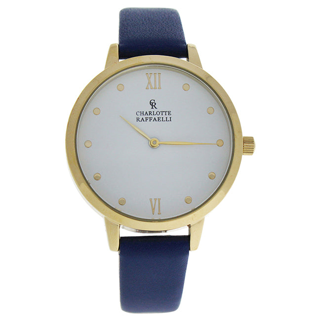 CRB008 La Basic - Gold/Blue Leather Strap Watch by Charlotte Raffaelli for Women - 1 Pc Watch