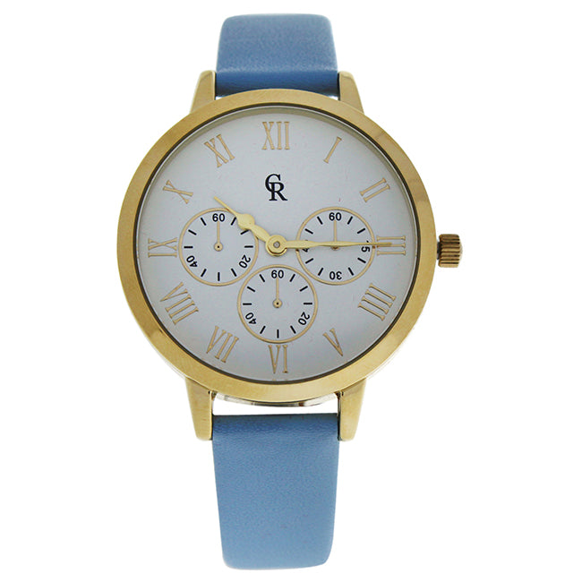 CRB011 La Basic - Gold/Light Blue Leather Strap Watch by Charlotte Raffaelli for Women - 1 Pc Watch