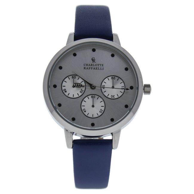 CRB013 La Basic - Silver/Blue Leather Strap Watch by Charlotte Raffaelli for Women - 1 Pc Watch