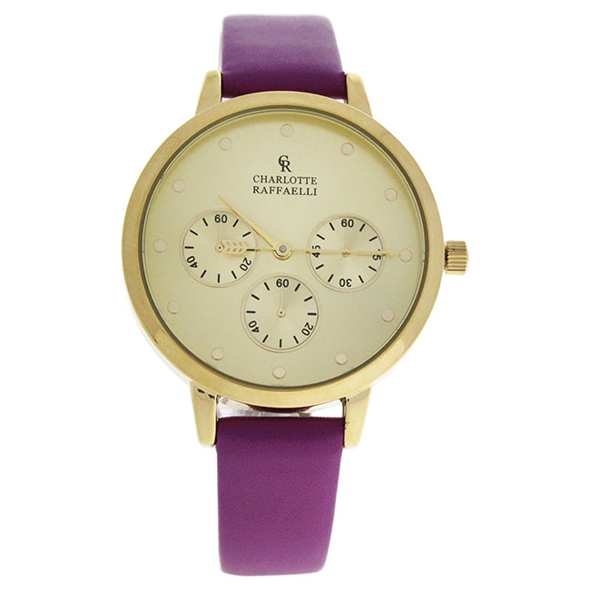 CRB014 La Basic - Gold/Purple Leather Strap Watch by Charlotte Raffaelli for Women - 1 Pc Watch