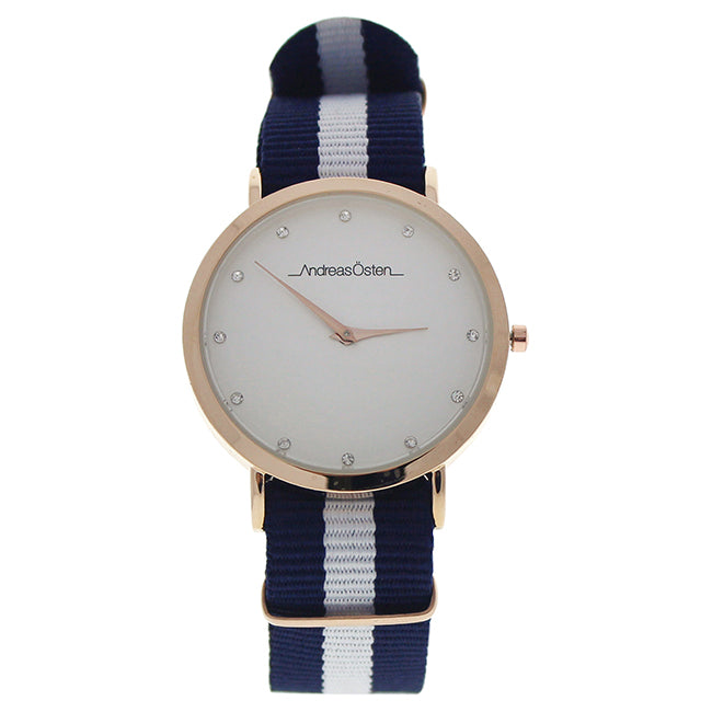 AO-19 Somand - Rose Gold/Navy Blue-White Nylon Strap Watch by Andreas Osten for Women - 1 Pc Watch